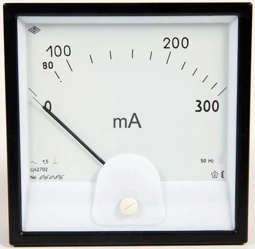 Ц42702 мА 500 1,5 В 120х120мм Миллиамперметр переменного тока УТ000012403